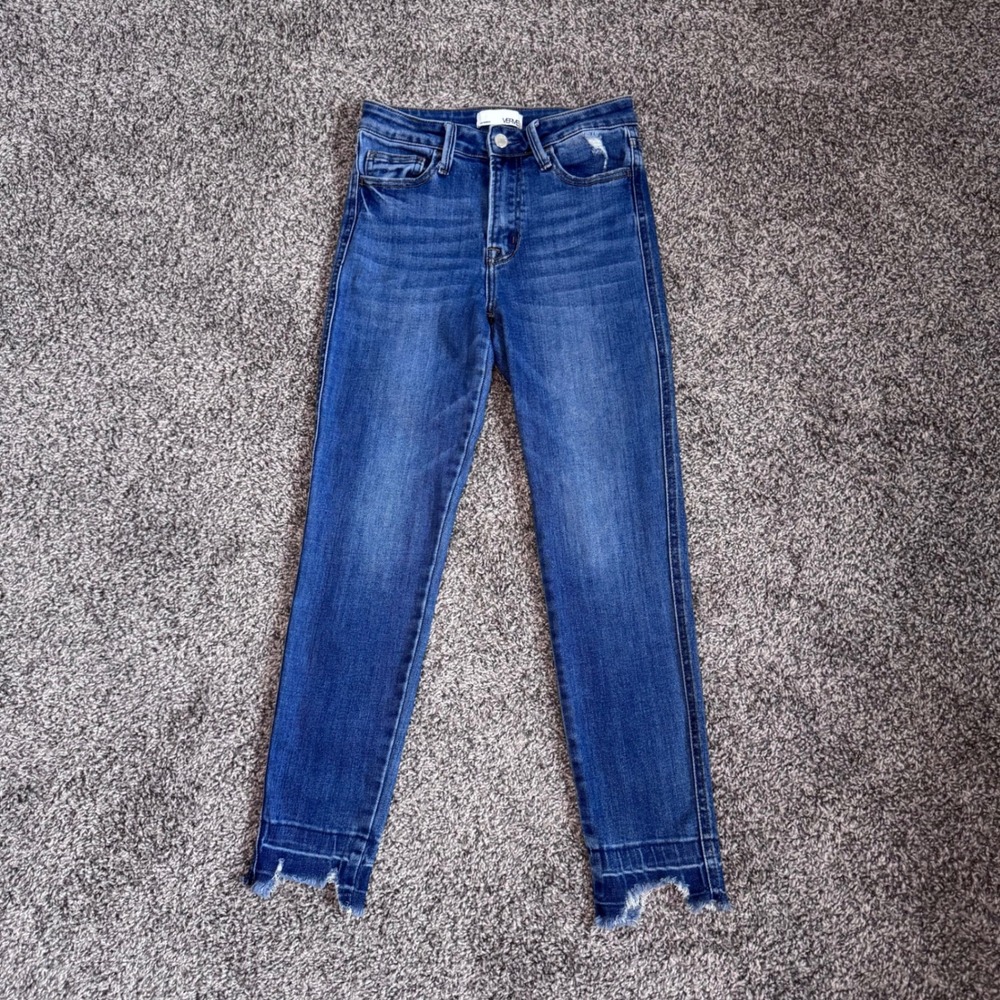 Vervet High Rise Skinny Ankle Jeans Women's 26 Denim Fray Raw Hem Distressed